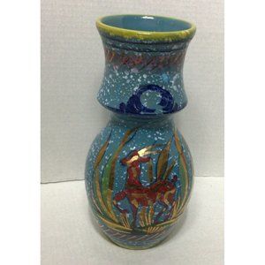 Italian Handmade Painted 11” Vase Pottery Stamped